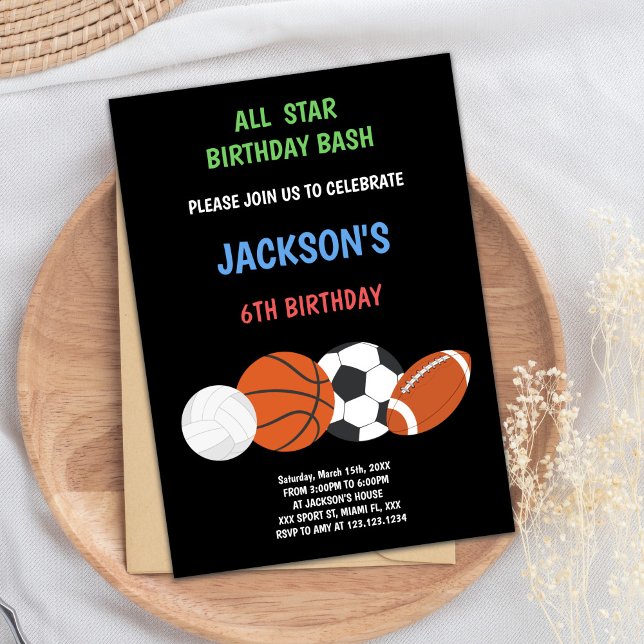 Green Sports Invitation d'anniversaire (Green Birthday Sports Invitations)