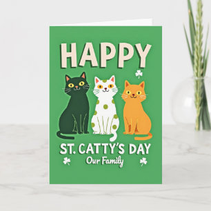Green Spots Cat Family Card