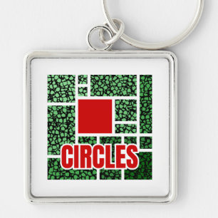Green Spotted Abstraction with Red Accents Keychain