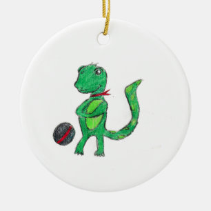 Green Spotted Lizzard Ceramic Ornament