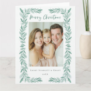 Green Sprig Frame Christmas classic Card