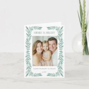 Green Sprig Frame Christmas classic Holiday Card