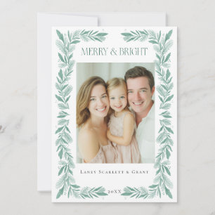 Green Sprig Frame Christmas classic Holiday Card