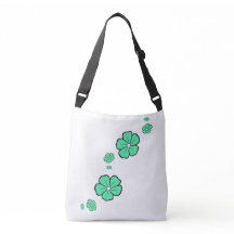 Green Spring Flowers Cross Body Tote