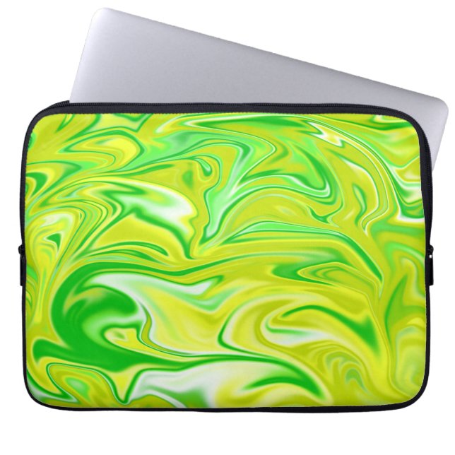 Green Spring Mint Marble, Laptop Sleeve (Front)