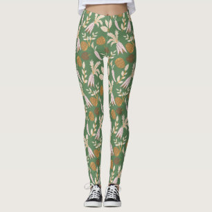 Green Spring Pattern Leggings