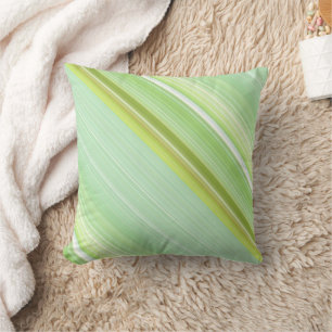 Green Sprout Mint and Lime Green Stripe and Plaid Throw Pillow