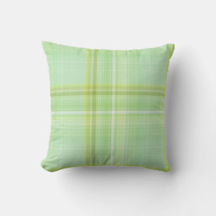 Green Sprout Pastel Green Plaid Throw Pillow