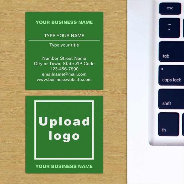 Green Square Business Card (The front and back of the green square business card)
