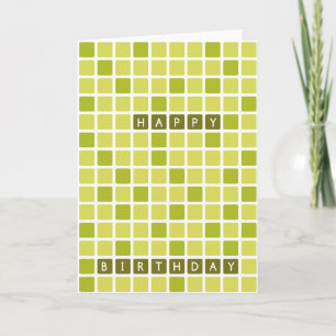 Green Square Geometric Happy Birthday Card