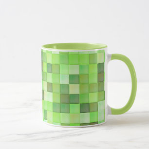 Green Square Pattern On Custom Mug