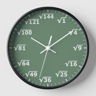 Green Square Root Clock - Mathematics Math Clock