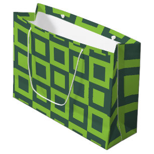 Green Squares Geometric Large Gift Bag