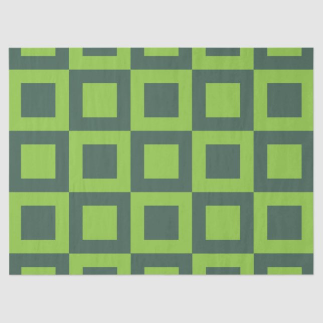 Green Squares Geometric Tissue Paper (Front)