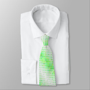 Green squares on white tie