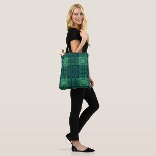 Green squares pattern Tartan Tote Bag