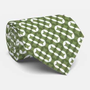 Green Squares Retro 60's 70's Pattern Necktie