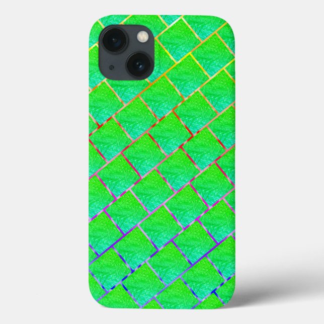 Green squares separated by lines in three colors  Case-Mate iPhone case (Back)
