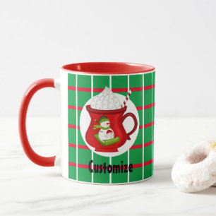 Green Squares With Red & White Lines Mug