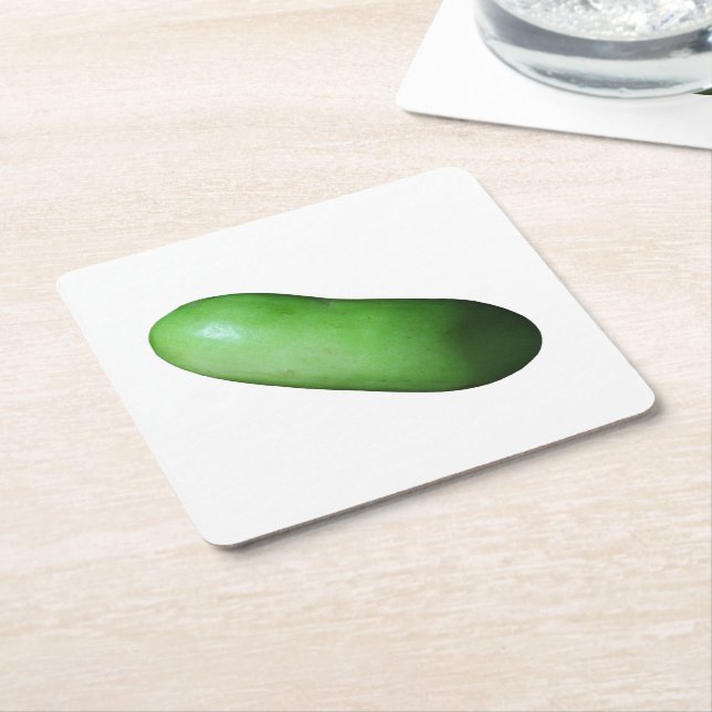 Green Squash (Winter Melon) Square Paper Coaster (Angled)