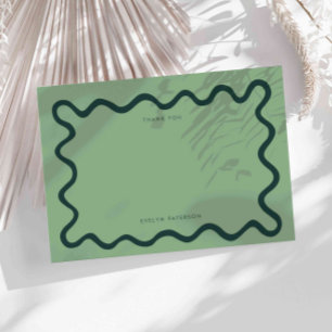 Green Squiggly Wavy Line Thank You Card