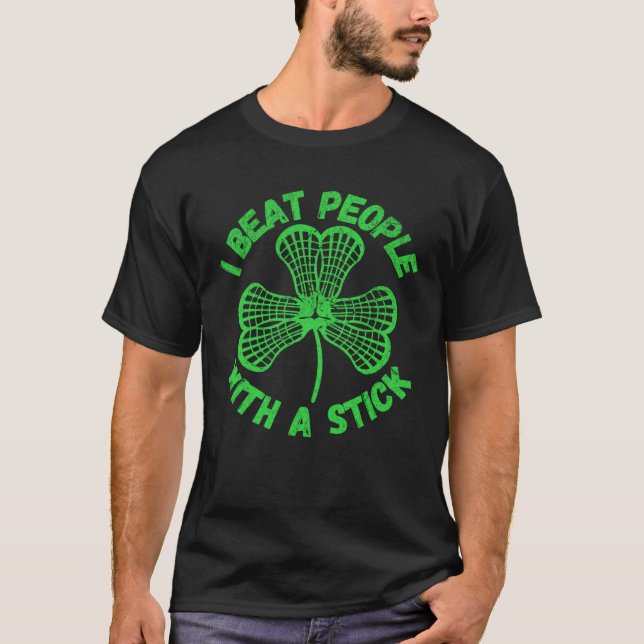 Green St Patrick s Day Lacrosse Sticks T-Shirt (Front)