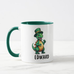 Green St Patrick's day dinosaur Mug