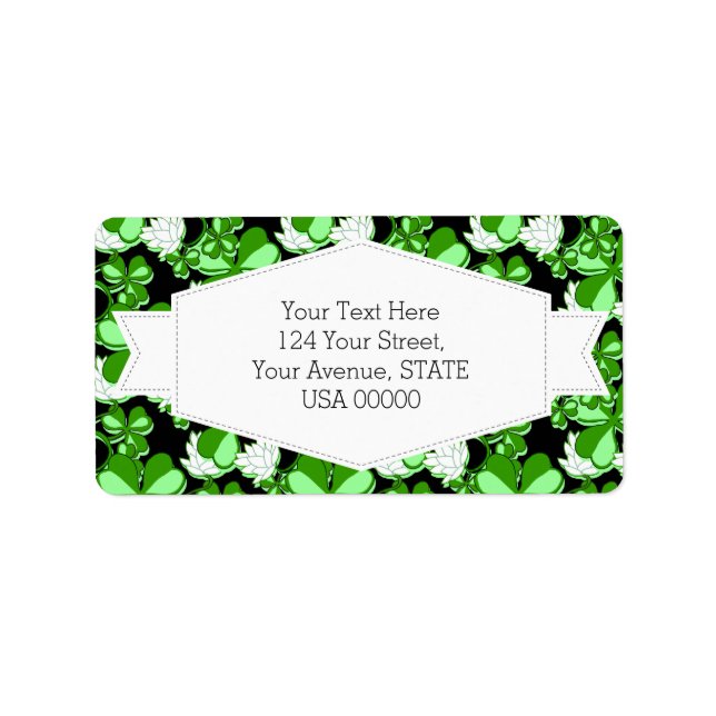 Green St. Patrick's Day Green Shamrock Ireland Label (Front)