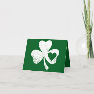 Green St Patricks Day Irish Patty's Heart Shamrock Card