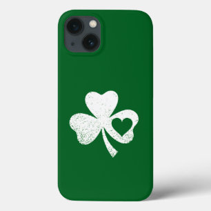 Green St Patricks Day Irish Patty's Heart Shamrock iPhone 13 Case
