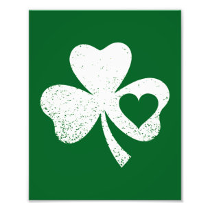 Green St Patricks Day Irish Patty's Heart Shamrock Photo Print