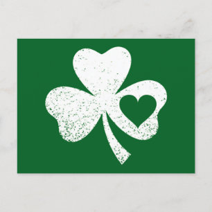 Green St Patricks Day Irish Patty's Heart Shamrock Postcard
