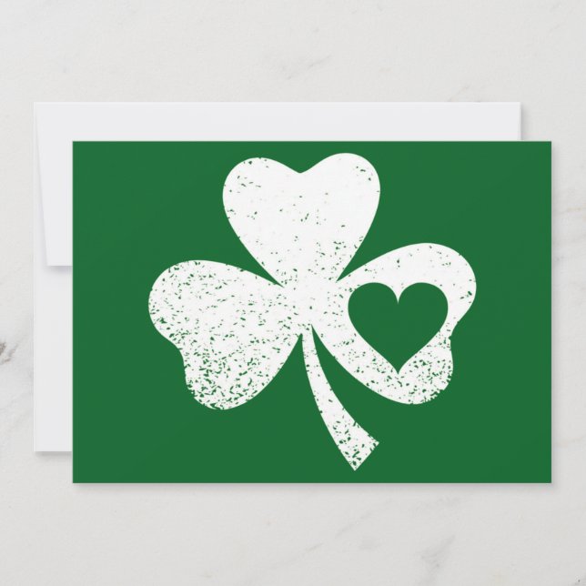 Green St Patricks Day Irish Patty's Heart Shamrock Thank You Card (Front)
