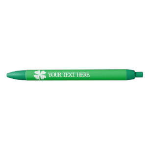 Green St Patrick's Day party pens with shamrock