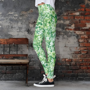 Green St. Patrick's Day Shamrock and Clover  Leggings