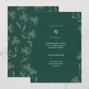 Green St Patrick's Day Shamrock Wedding Invitation