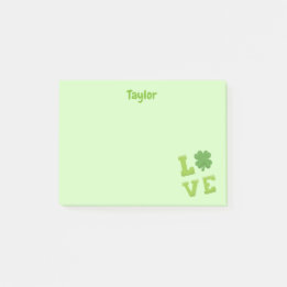 Green St. Patrick's Love block lettering Post-it Notes