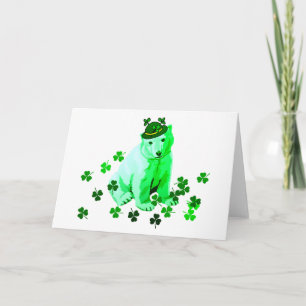 Green St. Patrick's Polar Bear Card