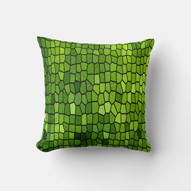Green Stain Glass Look Throw Pillow (Front)