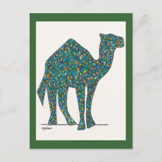 Green Stained Glass Camel Post Card