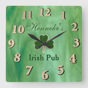 Green Stained Glass Square Wall Clock