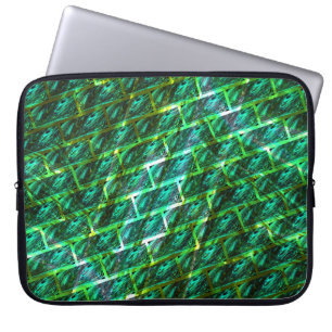 Green stained grazed, grid or leaning brick effect laptop sleeve