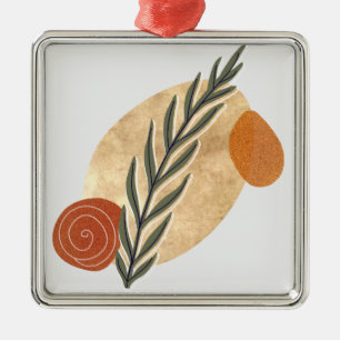 Green Stalk Boho Metal Ornament