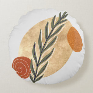 Green Stalk Boho Round Pillow