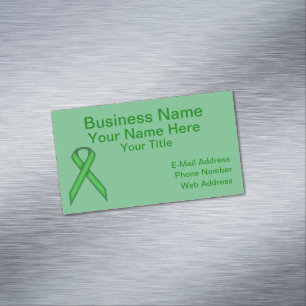 Green Standard Ribbon by Kenneth Yoncich Magnetic Business Card