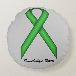 Green Standard Ribbon by Kenneth Yoncich Round Pillow