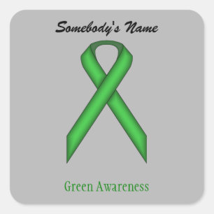 Green Standard Ribbon Square Sticker
