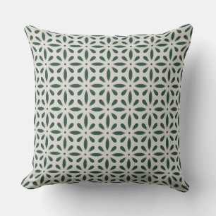 Green Star Burst Mint Floral Throw Pillow