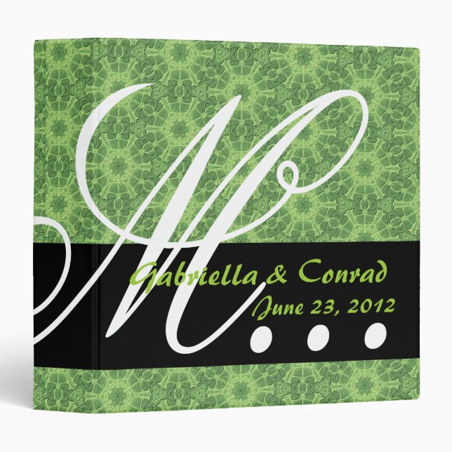 Green Star Flowers Monogram Wedding Planner G35 Binder (Front/Spine)