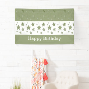 Green Star Happy Birthday Banner